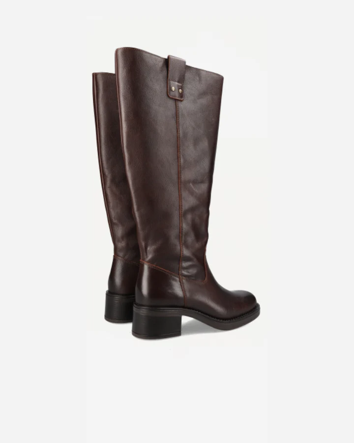 BIAMARY KNEE HIGH PULL ON BOOT PULL UP LEATHER | Brown - Image 4