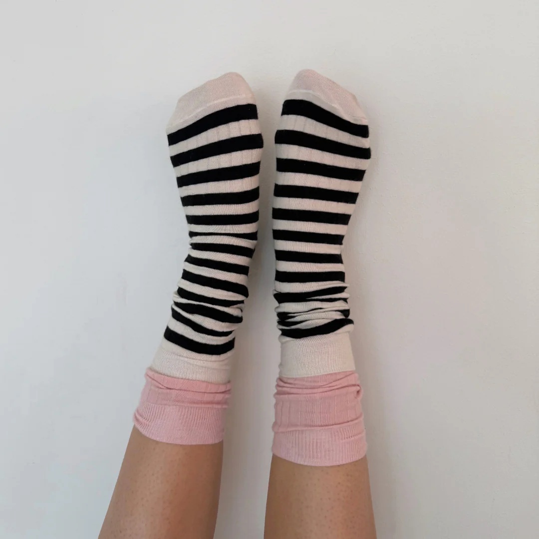 THE WANTS SOCKS I - Striped Ivory/Black - Image 4